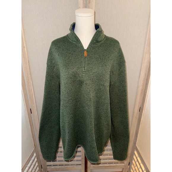 Crown & Ivy Mens Green Quarter Zip Pullover Sweater Crown Logo Large - Picture 1 of 8